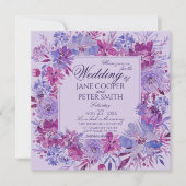 Purple flowers Wedding Invitation 招待状 (正面)