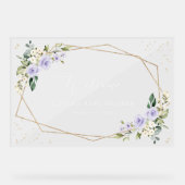 Purple Flowers, White Flowers, Baby Shower Welcome アクリルサイン (正面)