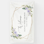 Purple Flowers, White Flowers, Baby Shower Welcome 横断幕 (縦)