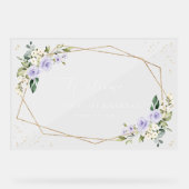 Purple Flowers, White Flowers, Birthday Welcome アクリルサイン (正面)