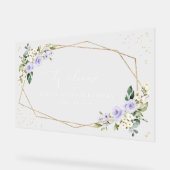Purple Flowers, White Flowers, Birthday Welcome アクリルサイン (傾斜)