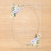 Purple Flowers, White Flowers, Boho, Baby Shower アクリル招待状 (正面)