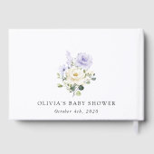Purple Flowers, White Flowers, Boho, Baby Shower ゲストブック (裏面)