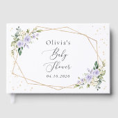 Purple Flowers, White Flowers, Boho, Baby Shower ゲストブック (正面)