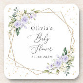Purple Flowers, White Flowers, Boho, Baby Shower コースター (正面)