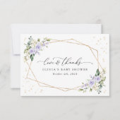 Purple Flowers, White Flowers, Boho, Baby Shower サンキューカード (正面)