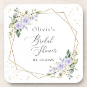 Purple Flowers, White Flowers, Boho, Bridal Shower コースター (正面)