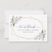 Purple Flowers, White Flowers, Boho, Bridal Shower サンキューカード (正面)