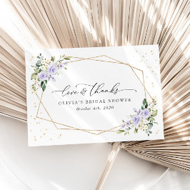 Purple Flowers, White Flowers, Boho, Bridal Shower サンキューカード