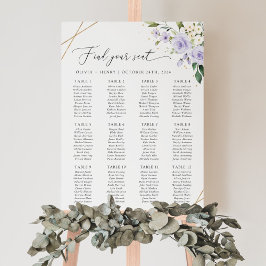 Purple Flowers, White Flowers, Boho, Seating Chart ポスター