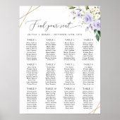 Purple Flowers, White Flowers, Boho, Seating Chart ポスター (正面)