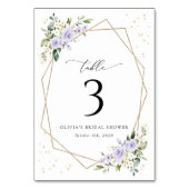 Purple Flowers, White Flowers, Boho, Table Numbers テーブルナンバー (裏面)