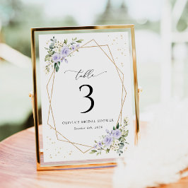 Purple Flowers, White Flowers, Boho, Table Numbers テーブルナンバー