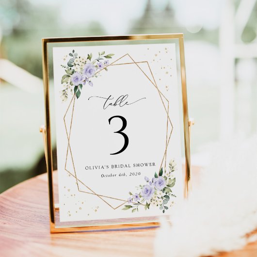 Purple Flowers, White Flowers, Boho, Table Numbers テーブルナンバー