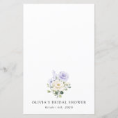 Purple Flowers, White Flowers, Bridal Shower Menu (裏面)