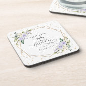 Purple Flowers, White Flowers, Greenery, Birthday コースター (左側)