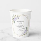 Purple Flowers, White Flowers, Greenery, Birthday 紙コップ (裏面)