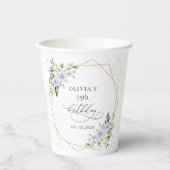 Purple Flowers, White Flowers, Greenery, Birthday 紙コップ (正面)