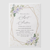 Purple Flowers, White Flowers, Greenery, Sweet 16 ベラム紙招待状 (正面)