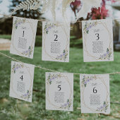 Purple Flowers, White Flowers, Seating Chart Cards