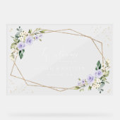 Purple Flowers, White Flowers, Wedding Welcome アクリルサイン (正面)