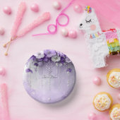 Purple Flowers with Dangling Pearls ペーパーボウル (パーティー)