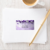 Purple Flowers with Dangling Pearls Address Label ラベル (インサイチュ)