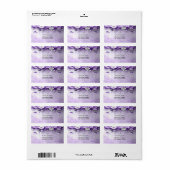 Purple Flowers with Dangling Pearls Address Label ラベル (フルシート)