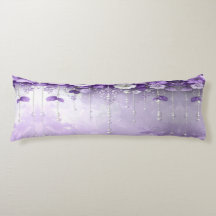 Purple Flowers with Dangling Pearls Body Pillow