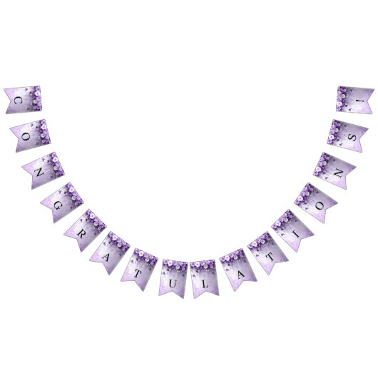 Purple Flowers with Dangling Pearls Bunting Flag バンティングフラッグ (全)