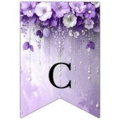 Purple Flowers with Dangling Pearls Bunting Flag バンティングフラッグ (第1の旗)