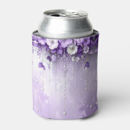 Purple Flowers with Dangling Pearls Can Cooler 缶クーラー
