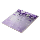 Purple Flowers with Dangling Pearls Ceramic Tile タイル (側面)