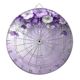 Purple Flowers with Dangling Pearls Dartboard ダーツボード