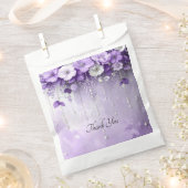 Purple Flowers with Dangling Pearls Favor Bag フェイバーバッグ (クリップ留めされた状態)