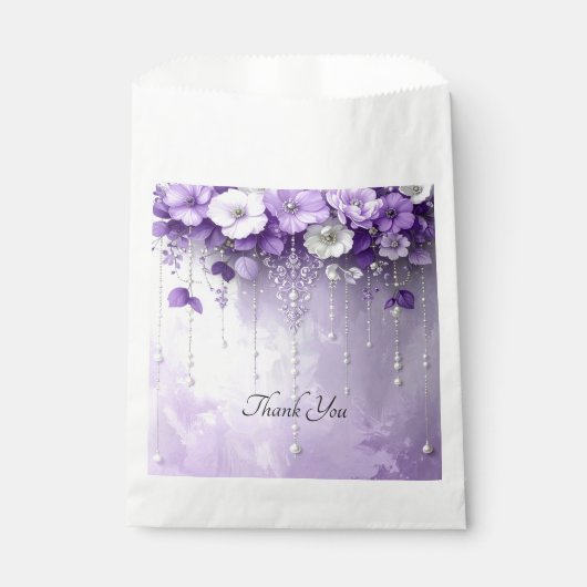 Purple Flowers with Dangling Pearls Favor Bag フェイバーバッグ (正面)