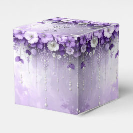 Purple Flowers with Dangling Pearls Favor Box フェイバーボックス