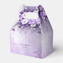 Purple Flowers with Dangling Pearls Favor Box フェイバーボックス