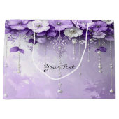 Purple Flowers with Dangling Pearls Gift Bag ラージペーパーバッグ (正面)