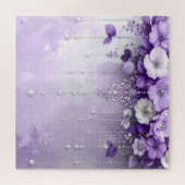 Purple Flowers with Dangling Pearls Jigsaw Puzzle ジグソーパズル (横)