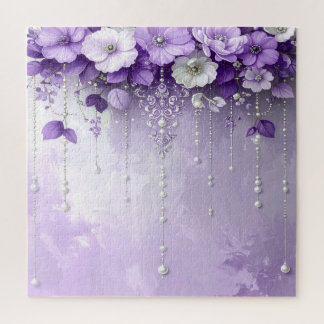 Purple Flowers with Dangling Pearls Jigsaw Puzzle ジグソーパズル