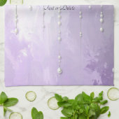 Purple Flowers with Dangling Pearls Kitchen Towel キッチンタオル (折り畳み)