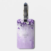Purple Flowers with Dangling Pearls Luggage Tag ラゲッジタグ (裏面縦)