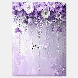 Purple Flowers with Dangling Pearls Magnet マグネット