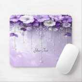 Purple Flowers with Dangling Pearls Mousepad マウスパッド (マウス)