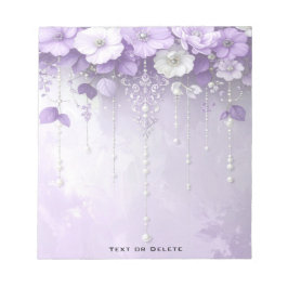 Purple Flowers with Dangling Pearls Notepad ノートパッド