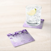 Purple Flowers with Dangling Pearls Paper Coaster スクエアペーパーコースター (インサイチュ)