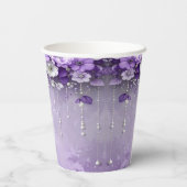 Purple Flowers with Dangling Pearls Paper Cups 紙コップ (裏面)