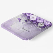 Purple Flowers with Dangling Pearls Paper Plate ペーパープレート (傾斜あり)