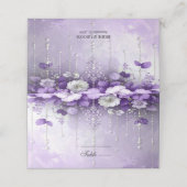 Purple Flowers with Dangling Pearls Place Card プレイスカード (外部開封)